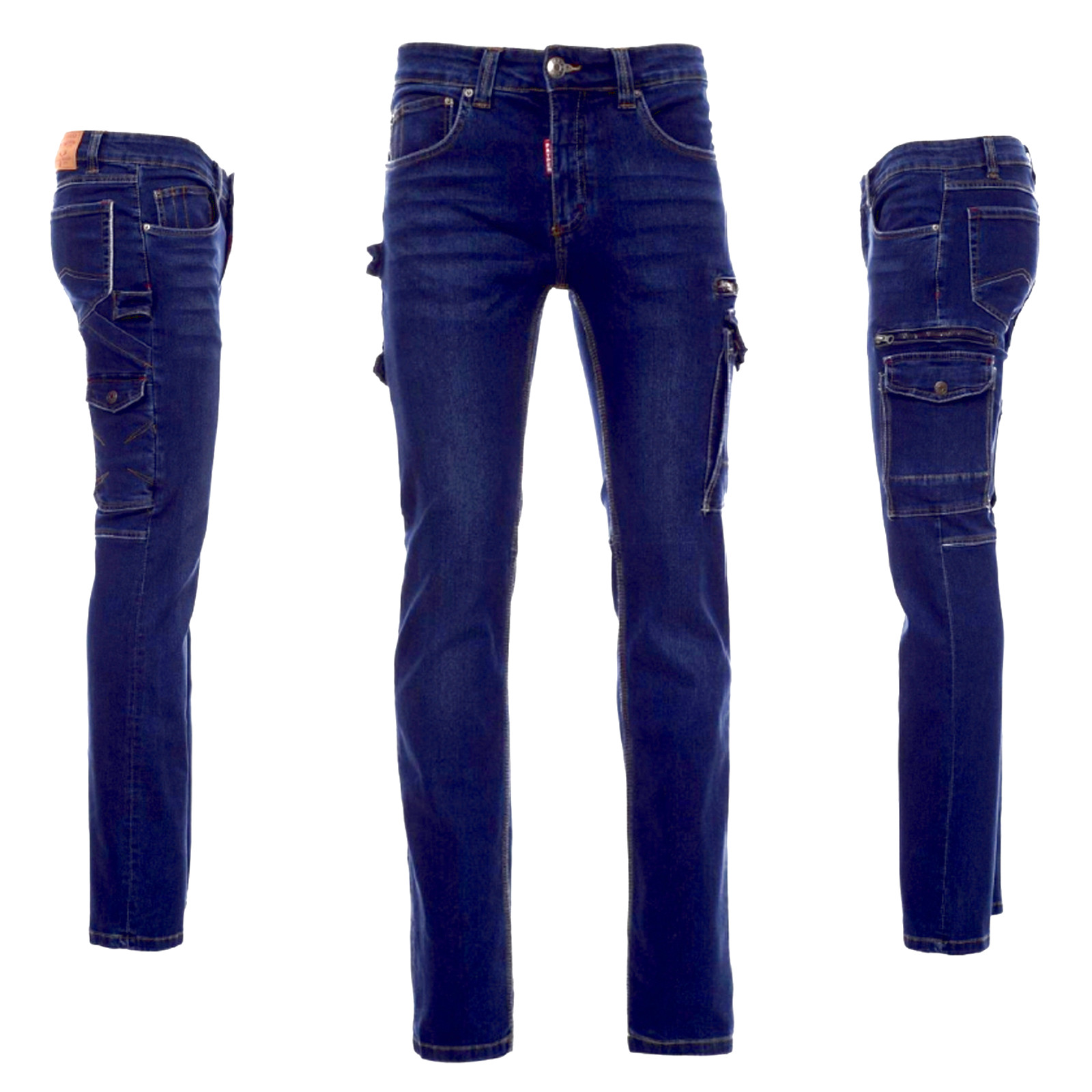 Cargo Jeans Denim Stretch stonewashed Herrenhose blau West Payper