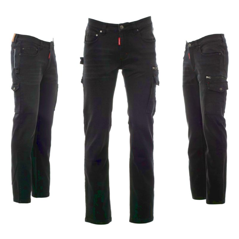 Cargo Jeans Denim Stretch Herrenhose stonewashed schwarz West Payper