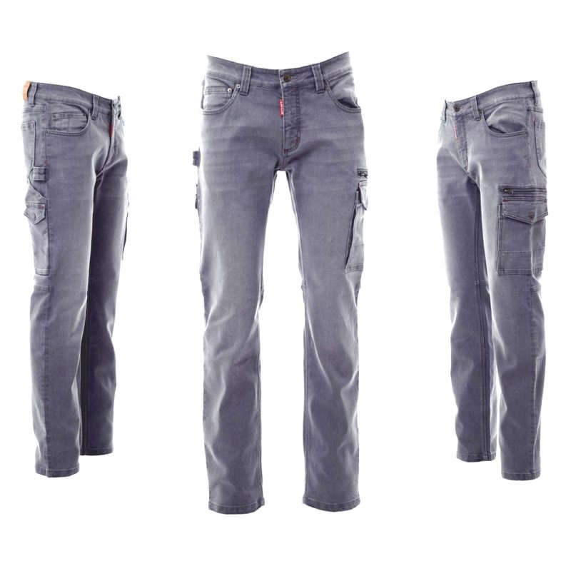 Payper Cargo Jeans WEST stahlgrau – Herren Stretch, stonewashed (Vorderansicht)