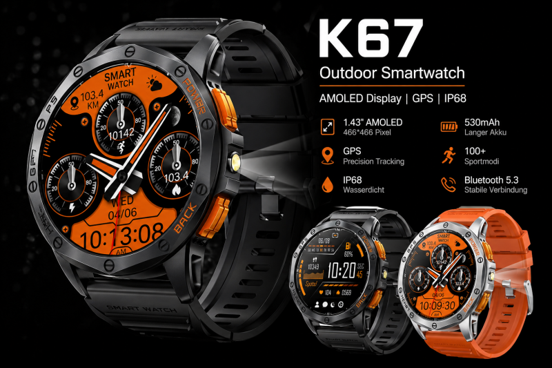 K67 Smartwatch HK-Series Outdoor GPS Herz Health