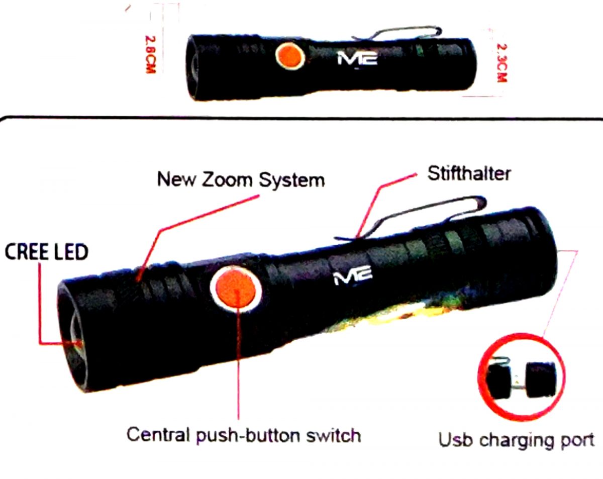 Taschenlampe – Dual-LED, Zoom & USB wiederaufladbar – Bild 2