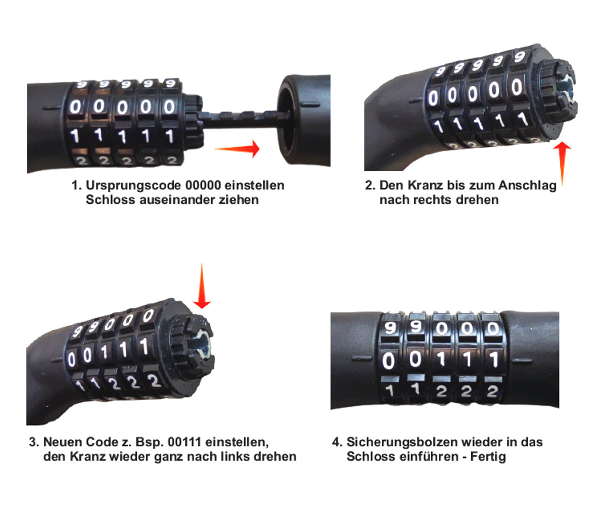 M2-TEC Premium Zahlenschloss – 5-stelliger Schutz für Fahrrad, E-Bike & mehr – Bild 2