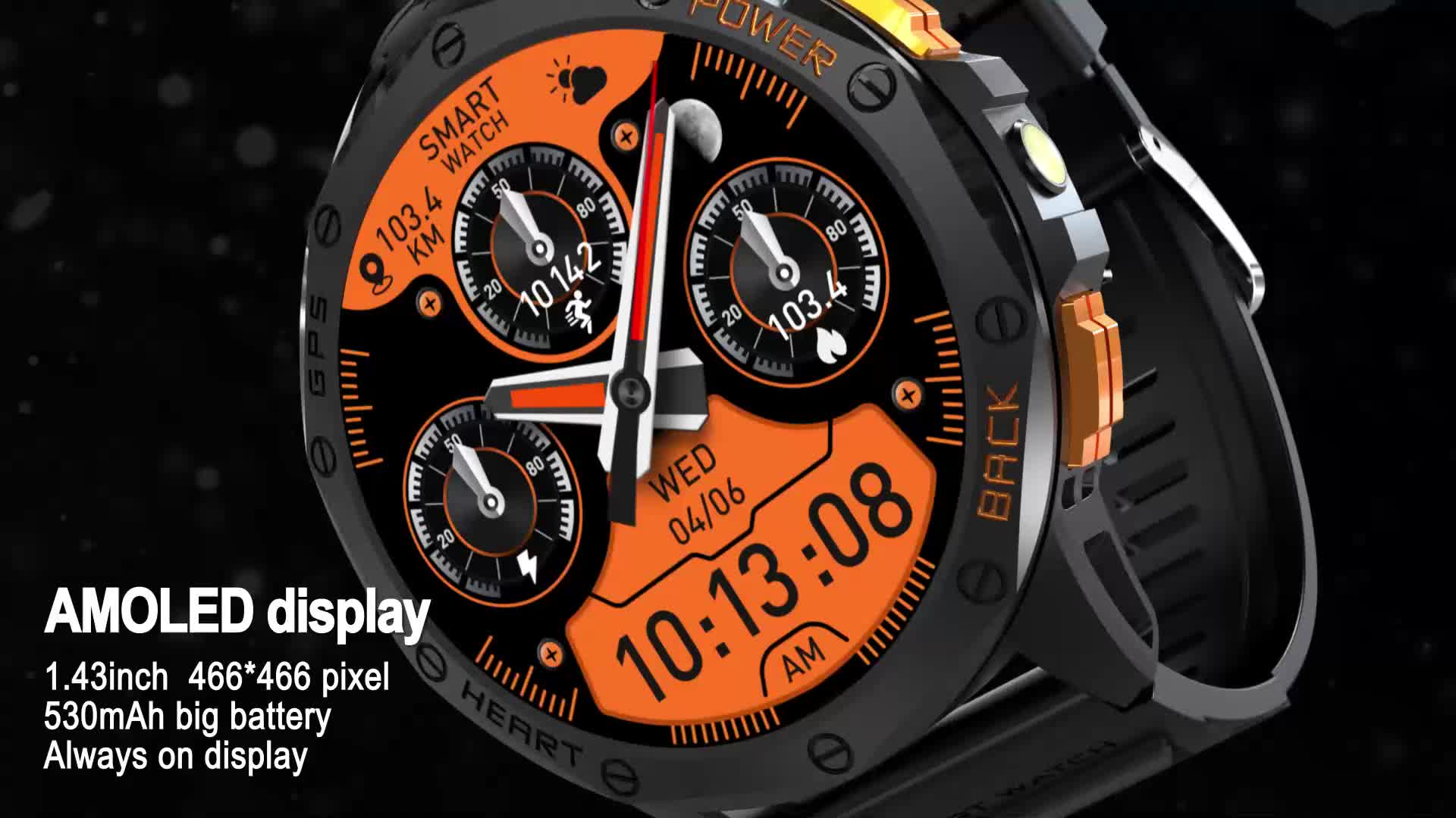 Smartwatch HD300 Pro - 1,43" AMOLED, GPS, 3ATM, 530 mAh – Bild 2