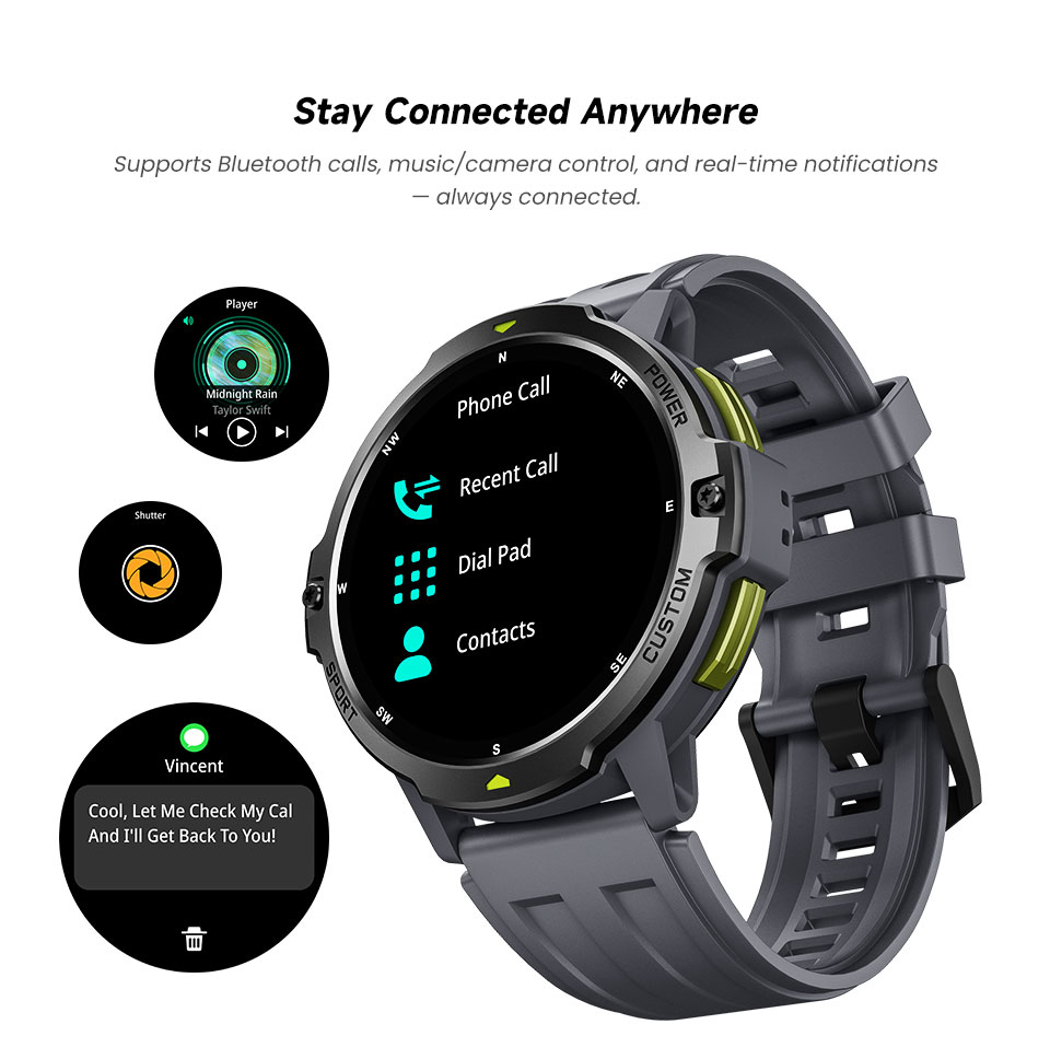 C31 Outdoor GPS Smartwatch – 1,46″ TFT, 3 ATM, 580 mAh