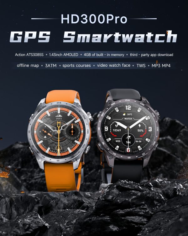 Smartwatch HD300 Pro – 1,43" AMOLED, GPS, 3ATM