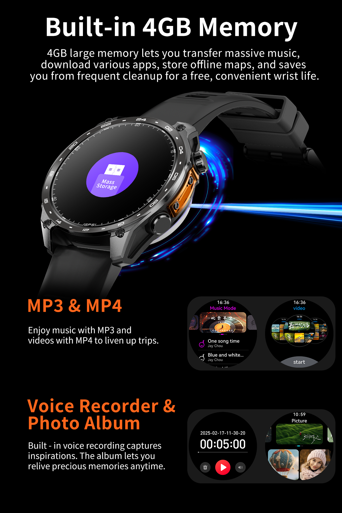 Smartwatch HD300 Pro - 1,43" AMOLED, GPS, 3ATM, 530 mAh – Bild 7