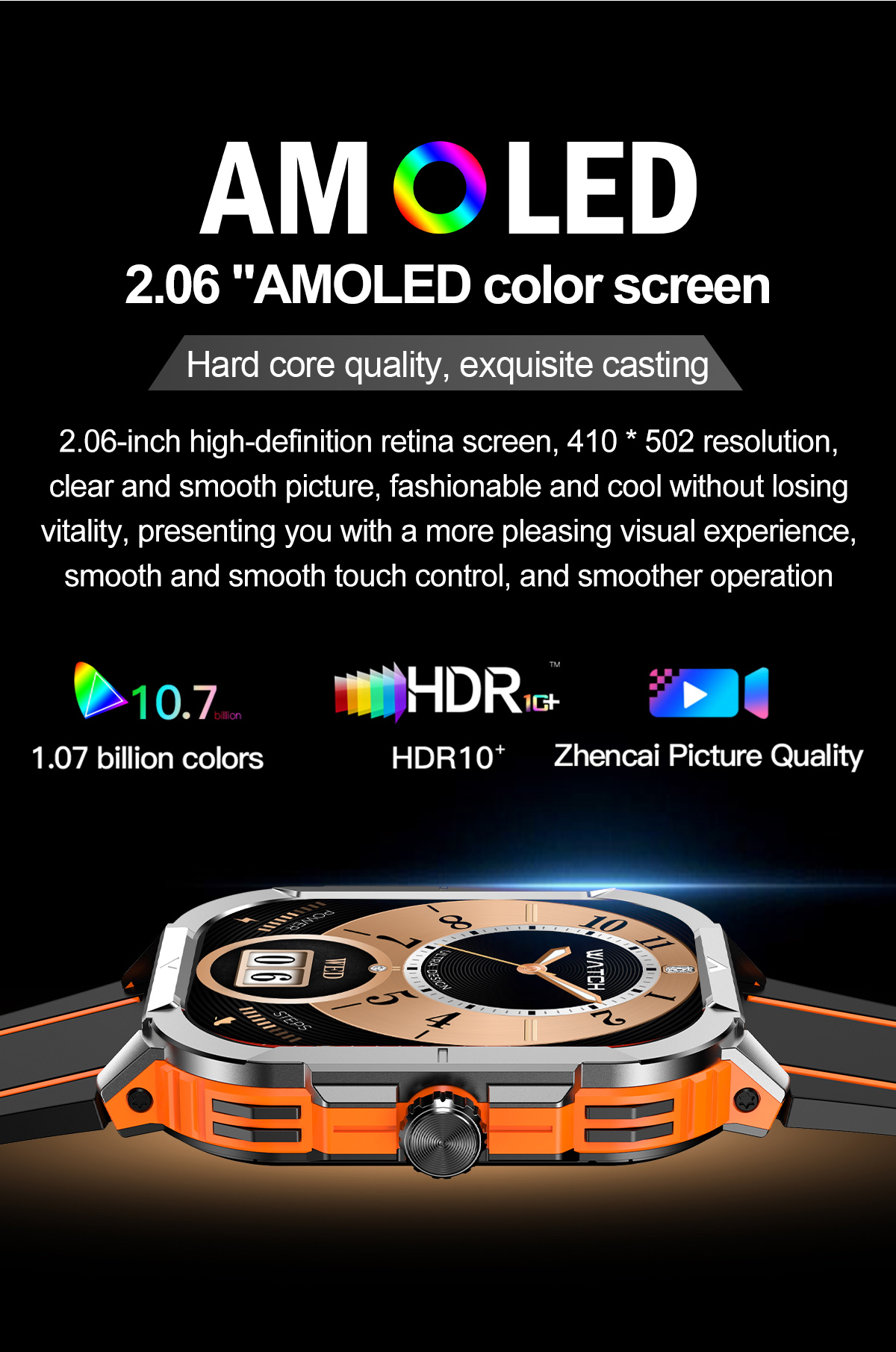 HK56 AMOLED Smartwatch – 2,06″, GPS, NFC, Telefonie, IP68 – Bild 3