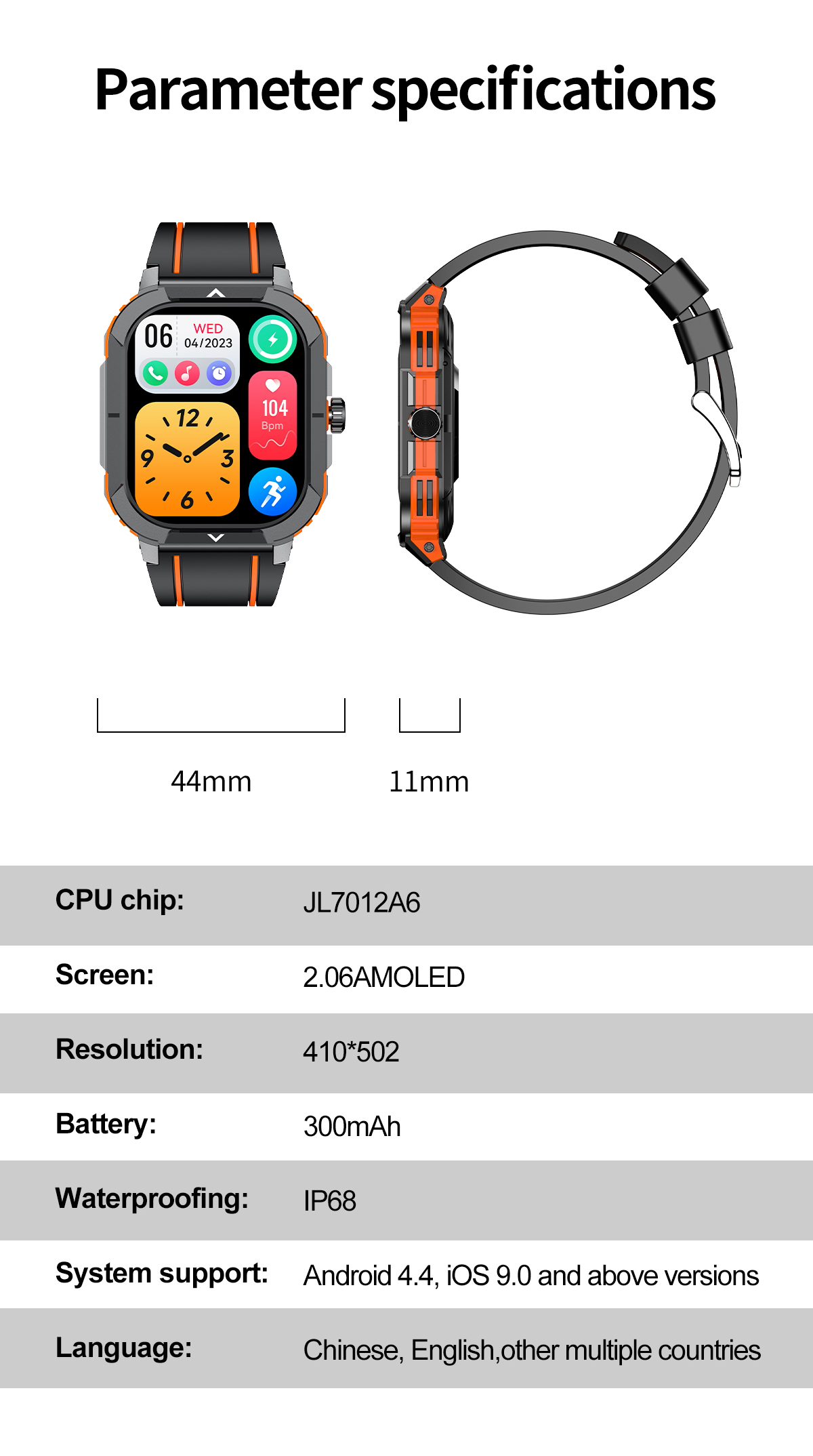 HK56 AMOLED Smartwatch – 2,06″, GPS, NFC, Telefonie, IP68 – Bild 19