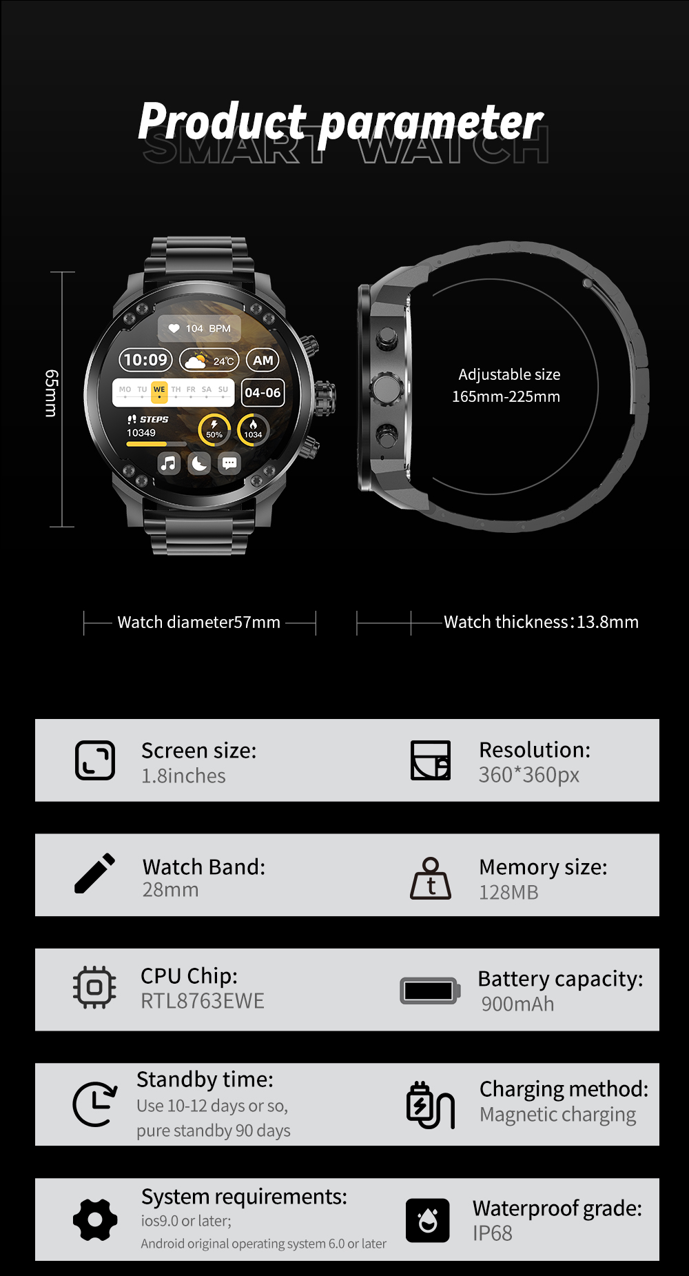 ST99 Outdoor Smartwatch 1,8″ HD (360×360) • GPS • IP68 • 900 mAh – Bild 15