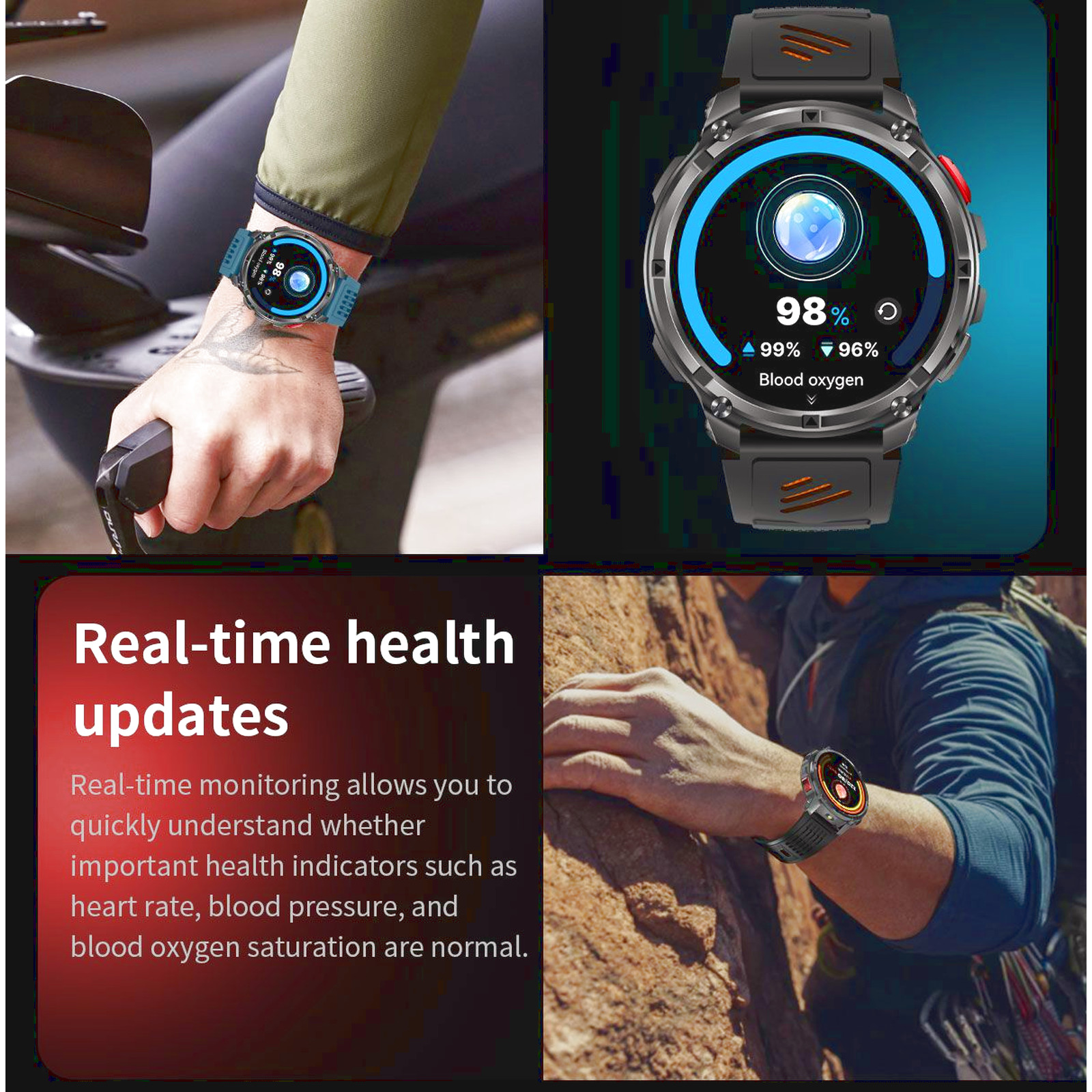 HT33 Smartwatch – Bluetooth Uhr mit Telefonfunktion, 1100 mAh Akku, IP68, Herzfrequenz, Blutdruck, Schlaf & Sportmodi – Bild 3