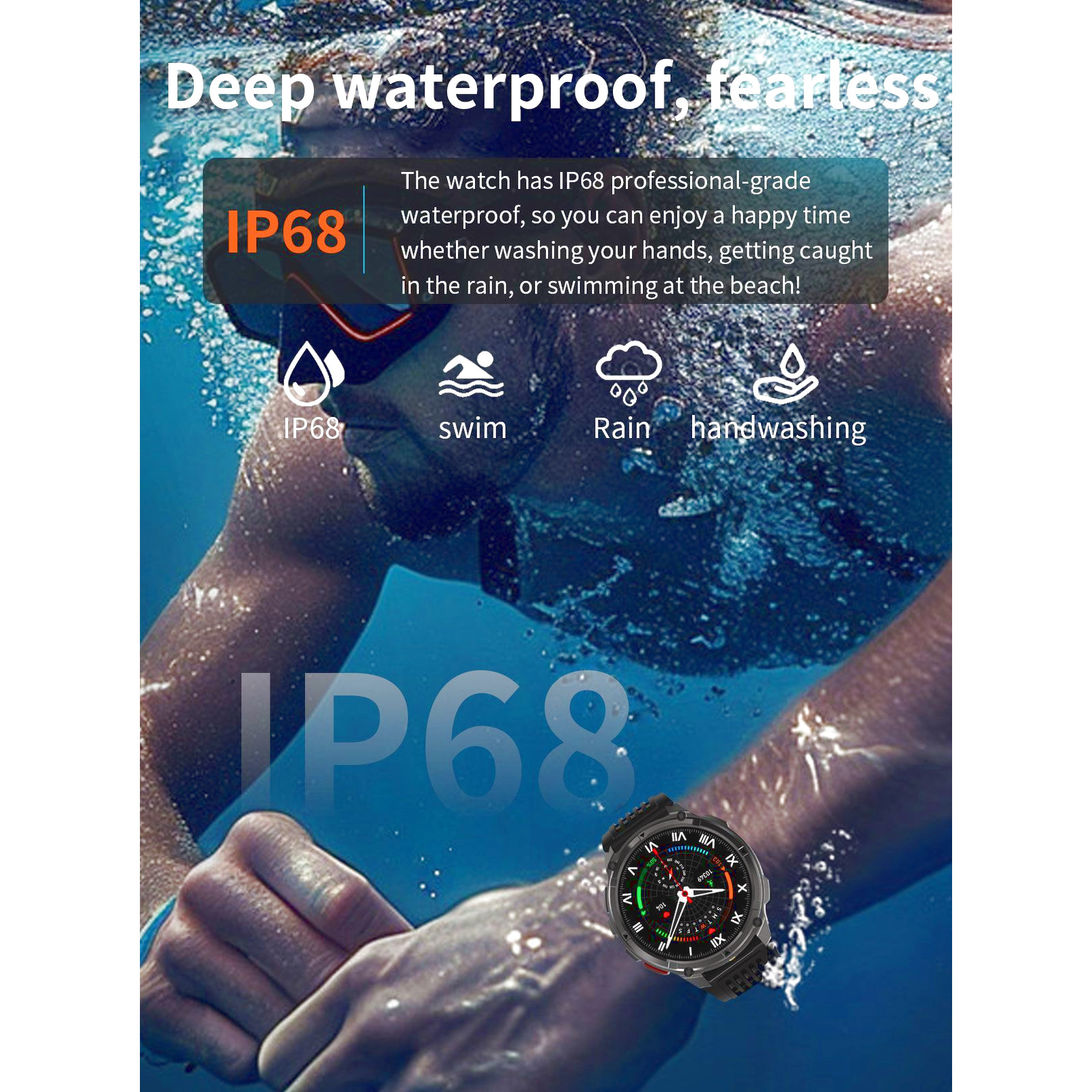 HT33 Smartwatch – Bluetooth Uhr mit Telefonfunktion, 1100 mAh Akku, IP68, Herzfrequenz, Blutdruck, Schlaf & Sportmodi – Bild 7