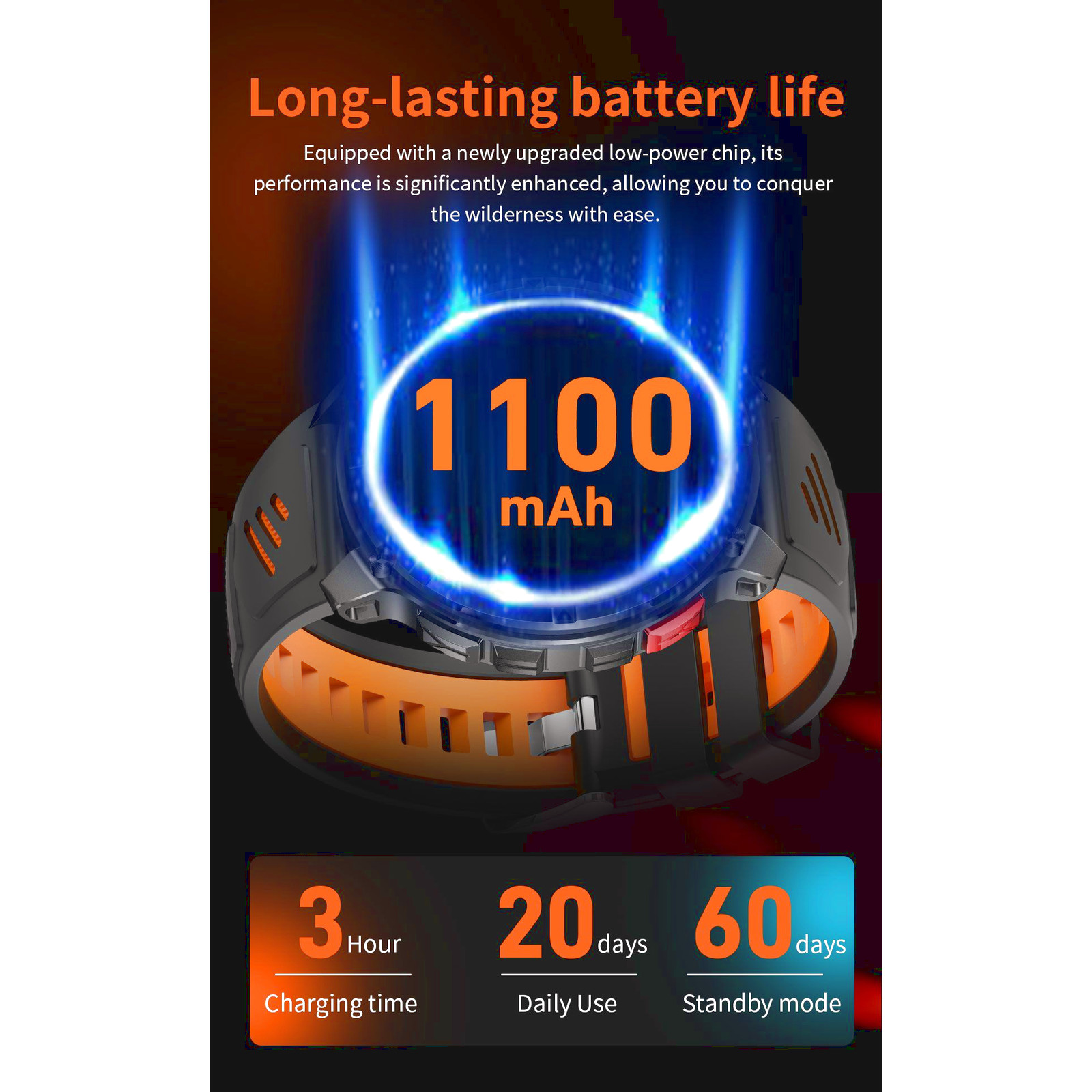 HT33 Smartwatch – Bluetooth Uhr mit Telefonfunktion, 1100 mAh Akku, IP68, Herzfrequenz, Blutdruck, Schlaf & Sportmodi – Bild 9