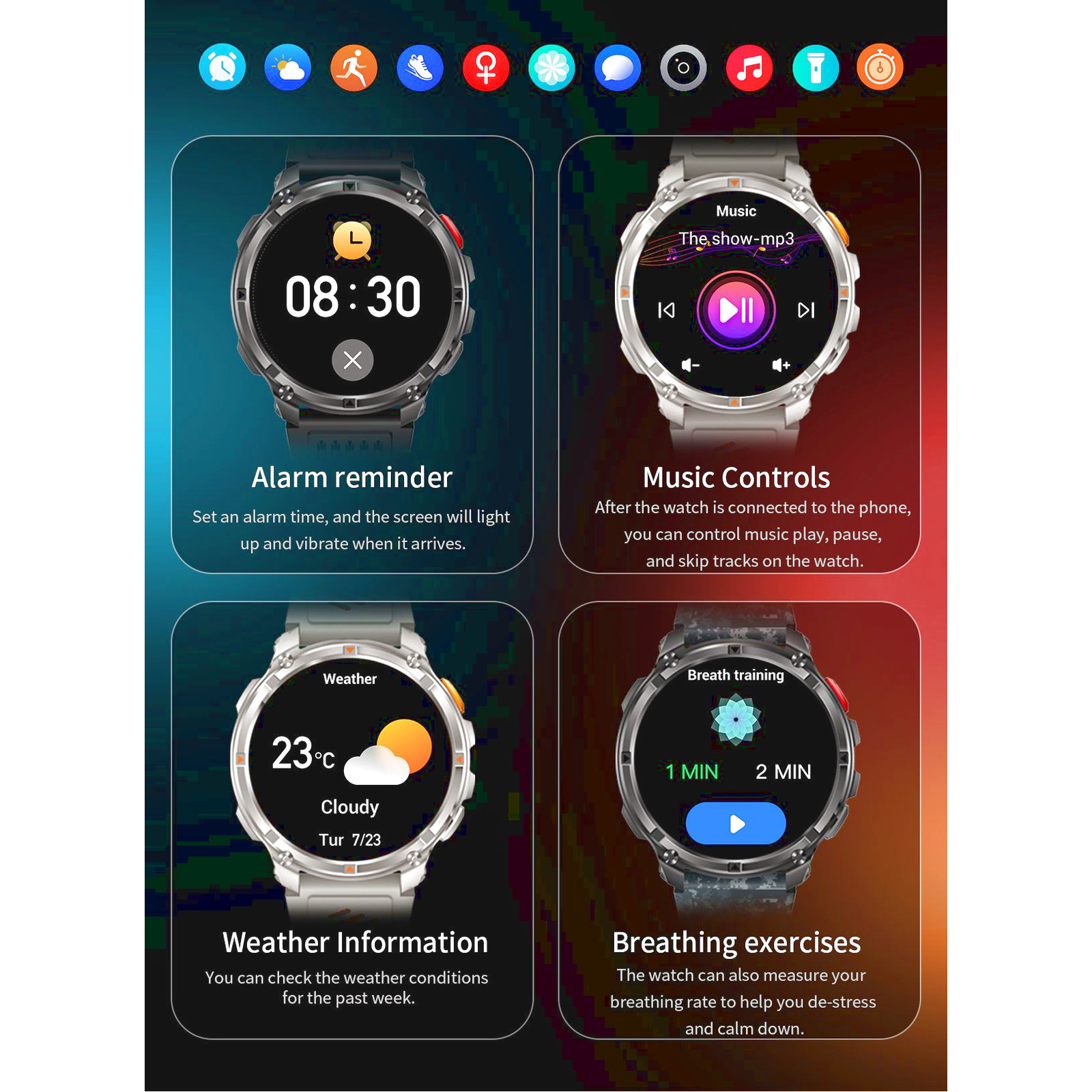 HT33 Smartwatch – Bluetooth Uhr mit Telefonfunktion, 1100 mAh Akku, IP68, Herzfrequenz, Blutdruck, Schlaf & Sportmodi – Bild 10