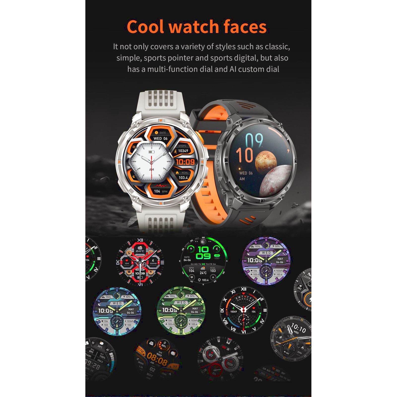 HT33 Smartwatch – Bluetooth Uhr mit Telefonfunktion, 1100 mAh Akku, IP68, Herzfrequenz, Blutdruck, Schlaf & Sportmodi – Bild 16