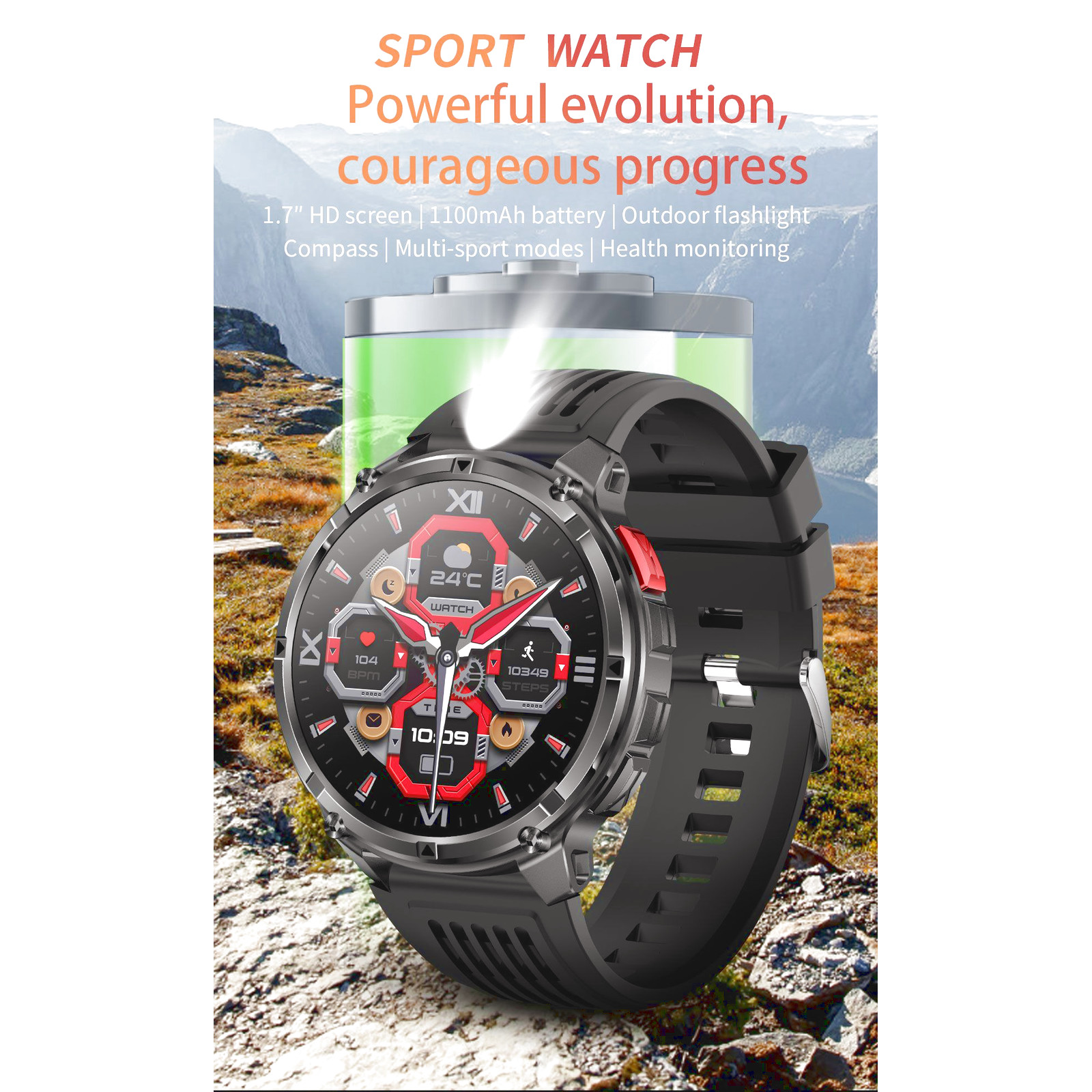 HT33 Smartwatch – Bluetooth Uhr mit Telefonfunktion, 1100 mAh Akku, IP68, Herzfrequenz, Blutdruck, Schlaf & Sportmodi – Bild 12