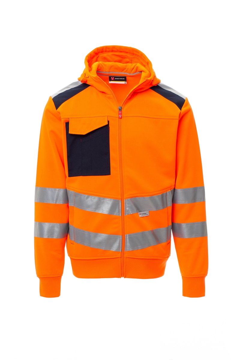 Payper LEADER Herren Warnschutz-Sweatjacke mit Kapuze – EN ISO 20471 Klasse 2