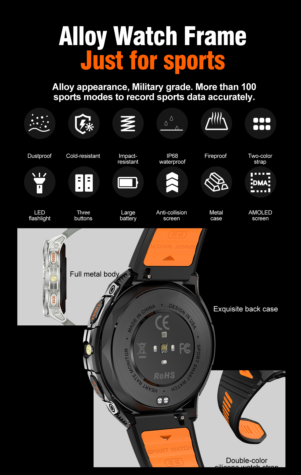 SENBONO K71 AMOLED Smartwatch – 1,6 Zoll, 600 mAh, IP68 & Telefonfunktion – Bild 3